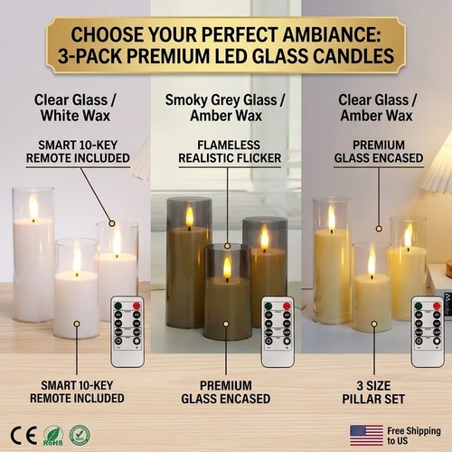 Candele led vetro - led, fiamma